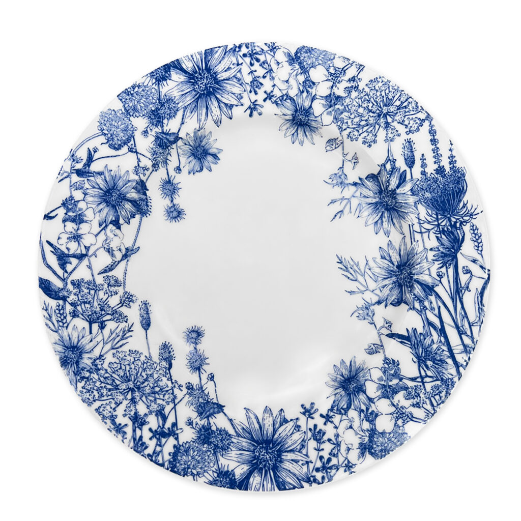 Summer Blues Rimmed Dinner Plate Matterns Floral