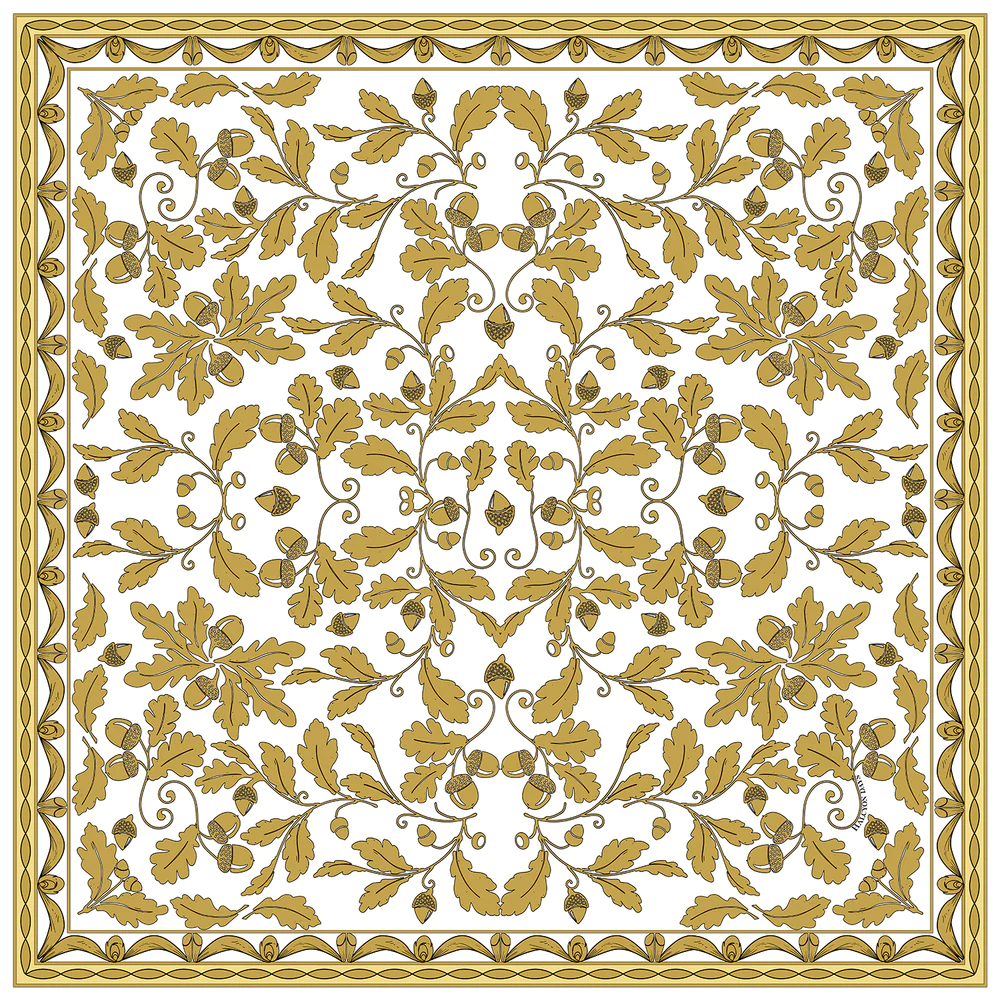 Coronation Silk Scarf, Gold - Matterns Floral