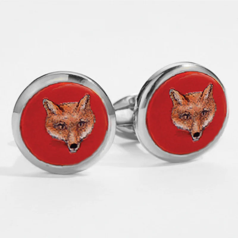 Silver Fox Enamel Cufflinks - Matterns Floral